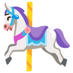 Carousel horse and Face with tears of joy