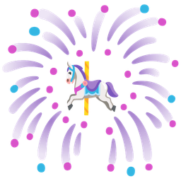 carousel horse and fireworks