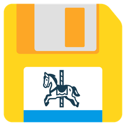 carousel horse and floppy disk