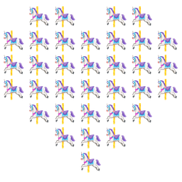 carousel horse and heart suit