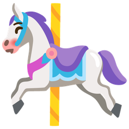 Carousel horse and Kissing face with closed eyes