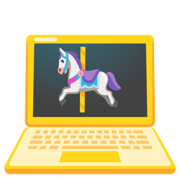 carousel horse and laptop