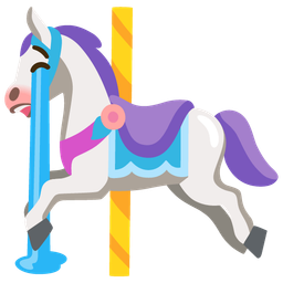 carousel horse and loudly crying face