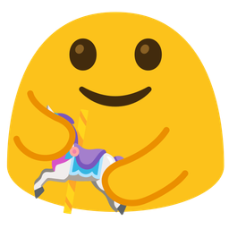 carousel horse and people hugging