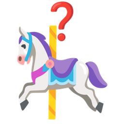 carousel horse and red question mark