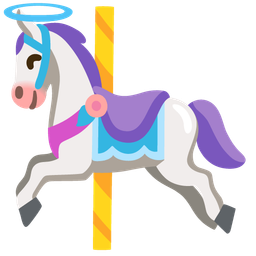 Carousel horse and Smiling face with halo