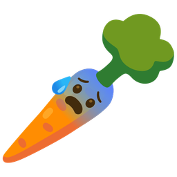 carrot and anxious face with sweat