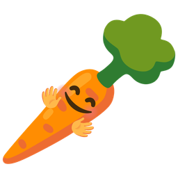 Carrot and Smiling face with open hands