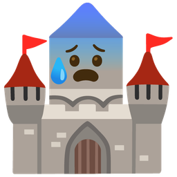 castle and anxious face with sweat