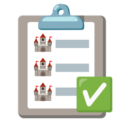 castle and check mark button