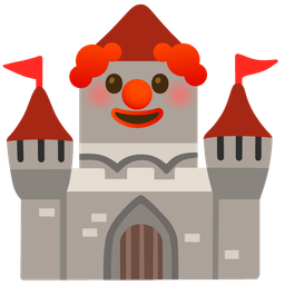 castle and clown face