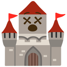 castle and face with crossed-out eyes