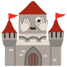 castle and face with peeking eye