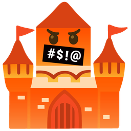 castle and face with symbols on mouth