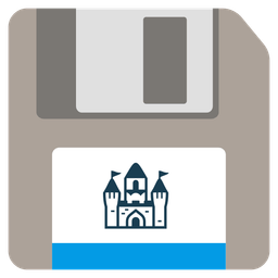 castle and floppy disk