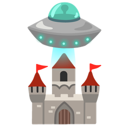 castle and flying saucer