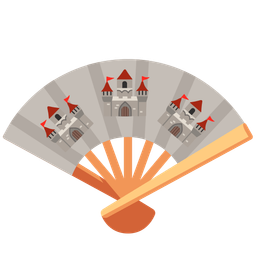 castle and folding hand fan