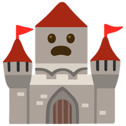 castle and frowning face with open mouth
