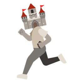 castle and running shoe