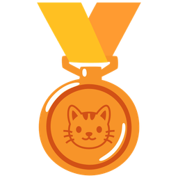 cat face and 3rd place medal