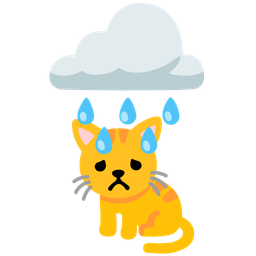Cat face and Cloud with rain