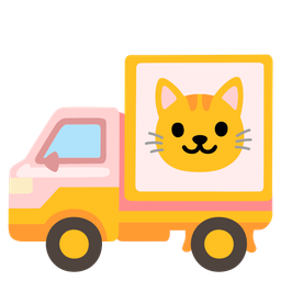cat face and delivery truck