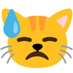 Cat face and Downcast face with sweat