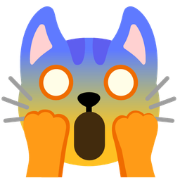 Cat face and Face screaming in fear