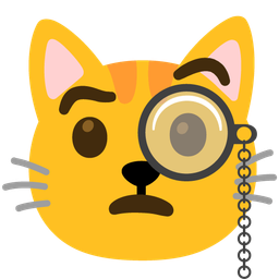 Cat face and Face with monocle