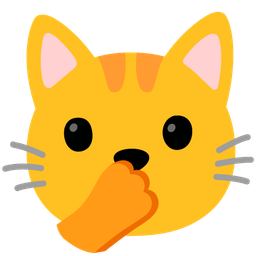 Cat face and Face with open eyes and hand over mouth