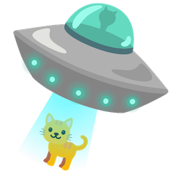 cat face and flying saucer