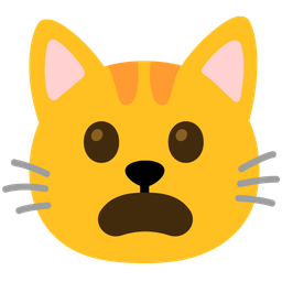 Cat face and Frowning face with open mouth