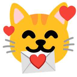 cat face and love letter
