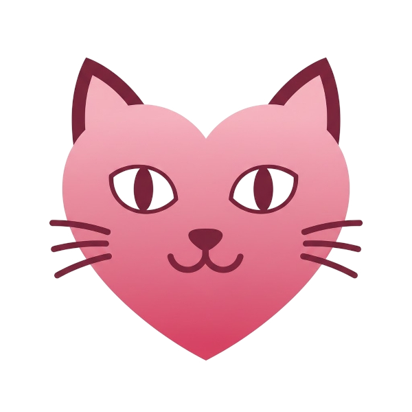 Cat face and Pink heart