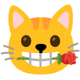 cat face and rose