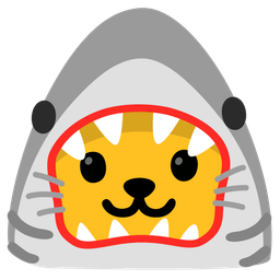cat face and shark