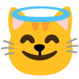 Cat face and Smiling face with halo