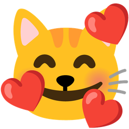 Cat face and Smiling face with hearts