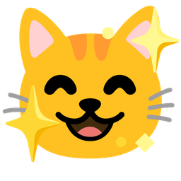 Cat face and Sparkling heart