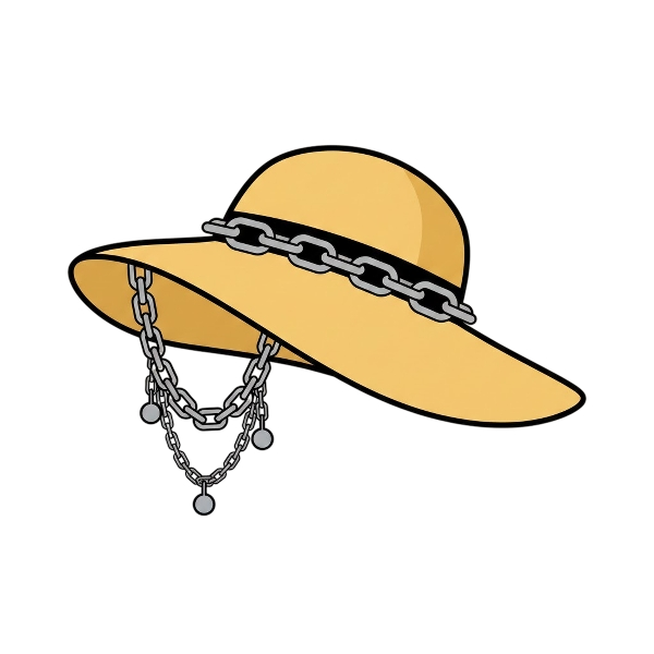 Chains and Woman’s hat