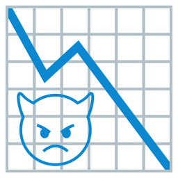 chart decreasing and angry face with horns