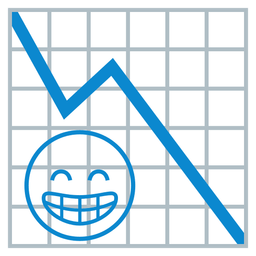 Chart decreasing and Beaming face with smiling eyes