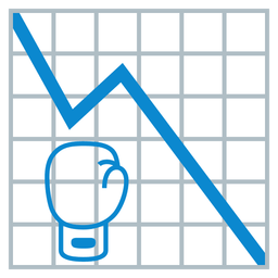 chart decreasing and boxing glove