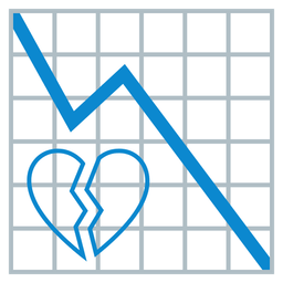 chart decreasing and broken heart
