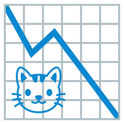 chart decreasing and cat face