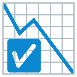 chart decreasing and check mark button