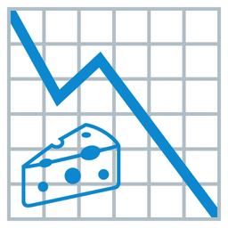 chart decreasing and cheese wedge