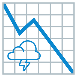 chart decreasing and cloud with lightning