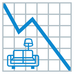 chart decreasing and couch and lamp