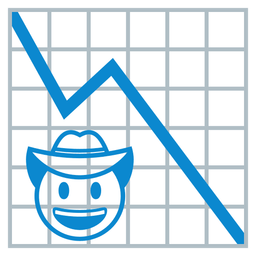 chart decreasing and cowboy hat face